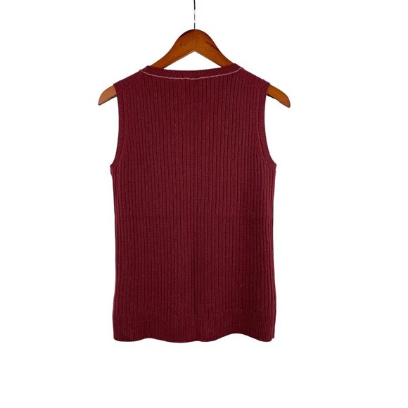Lafayette 148 New York Womens Ribbed Knit Sleeveless Sweater Top M Red - Picture 2 of 4